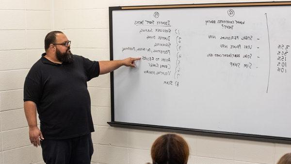 Professor instructing in classroom